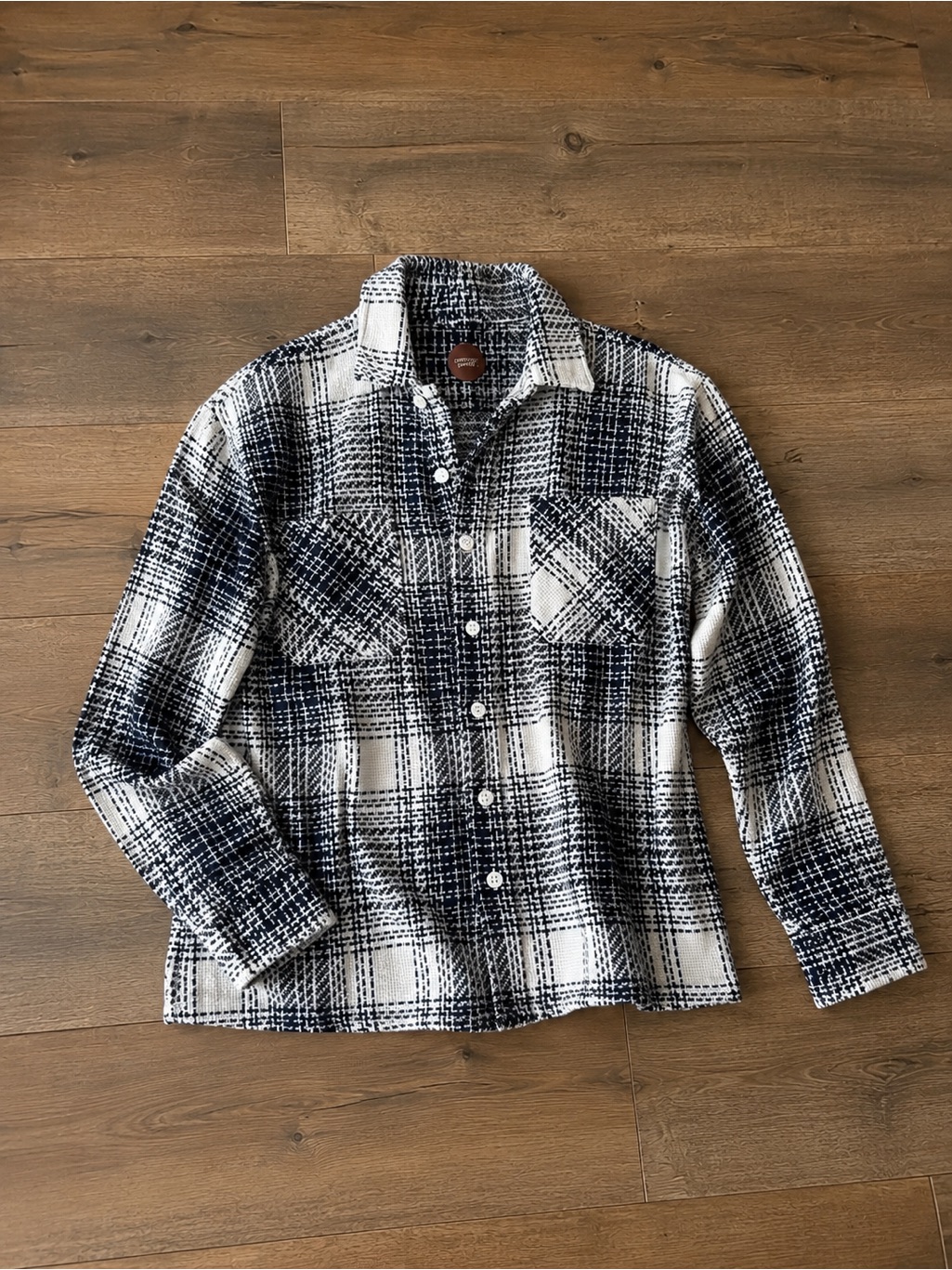 Common People Navy Plaid Shacket Mens Large